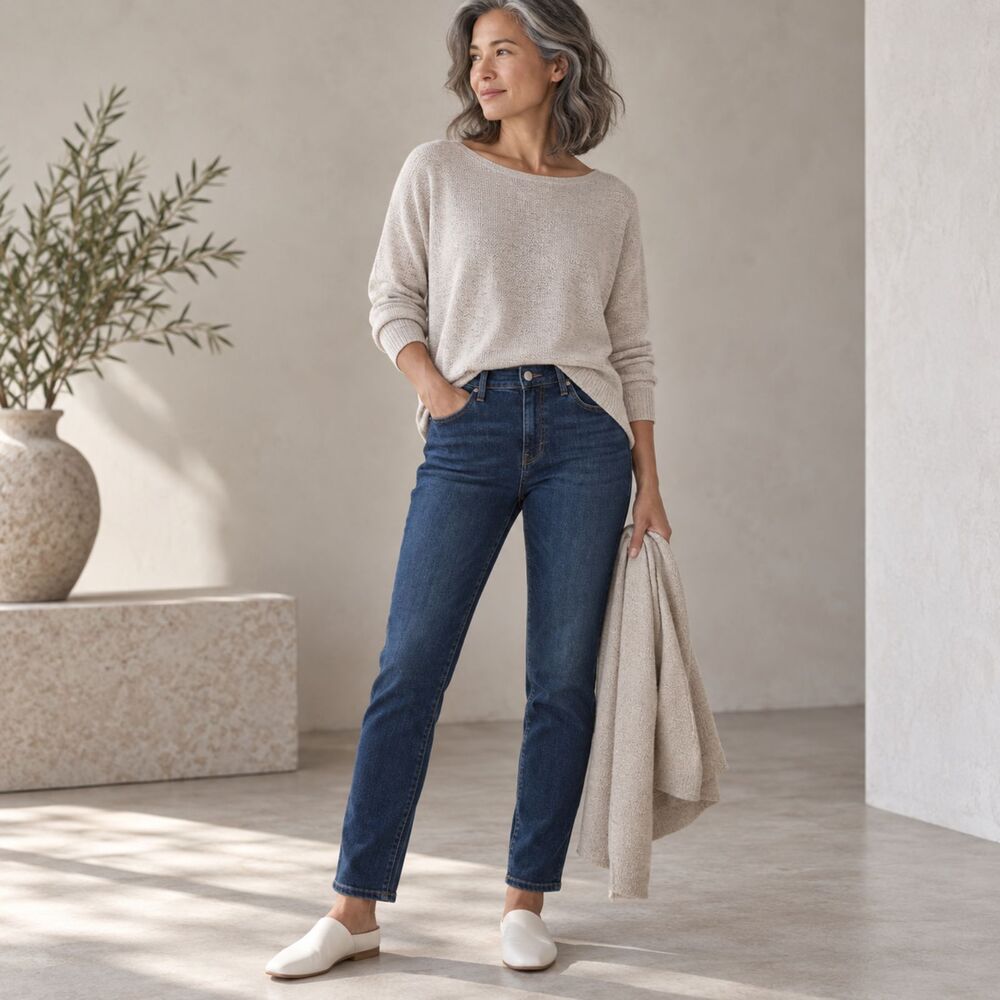 Eileen Fisher Blue Skinny Jeans Size 4